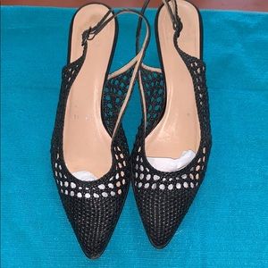 Stuart Weitzman Black Crochet Sling Back  sz 11